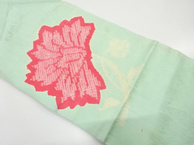 JAPANESE KIMONO / ANTIQUE NAGOYA OBI / SILK / SHIBORI / CHINESE FLOWERS